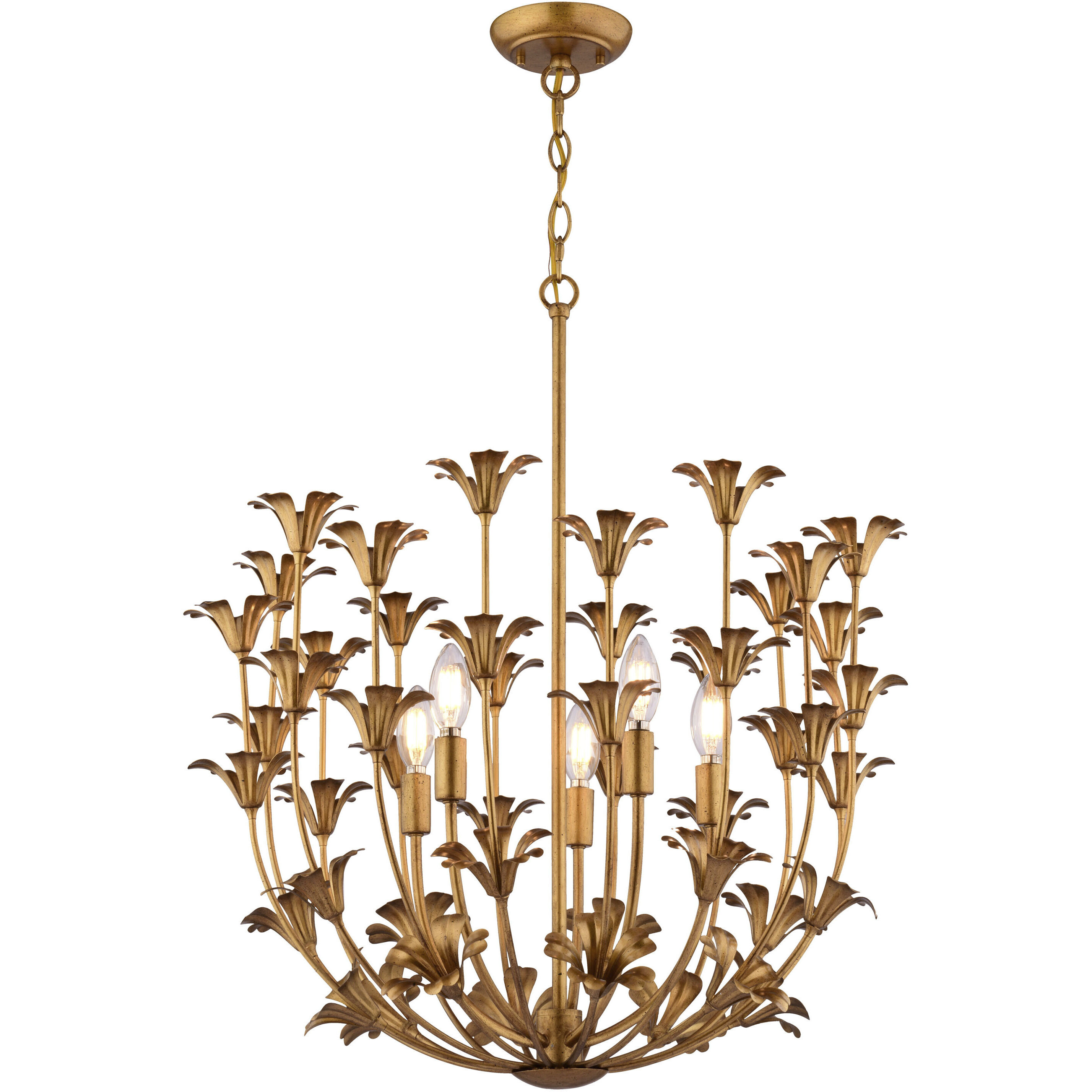 Camellia 5 Light 23.5 inch Gilded Gold Pendant Ceiling Light