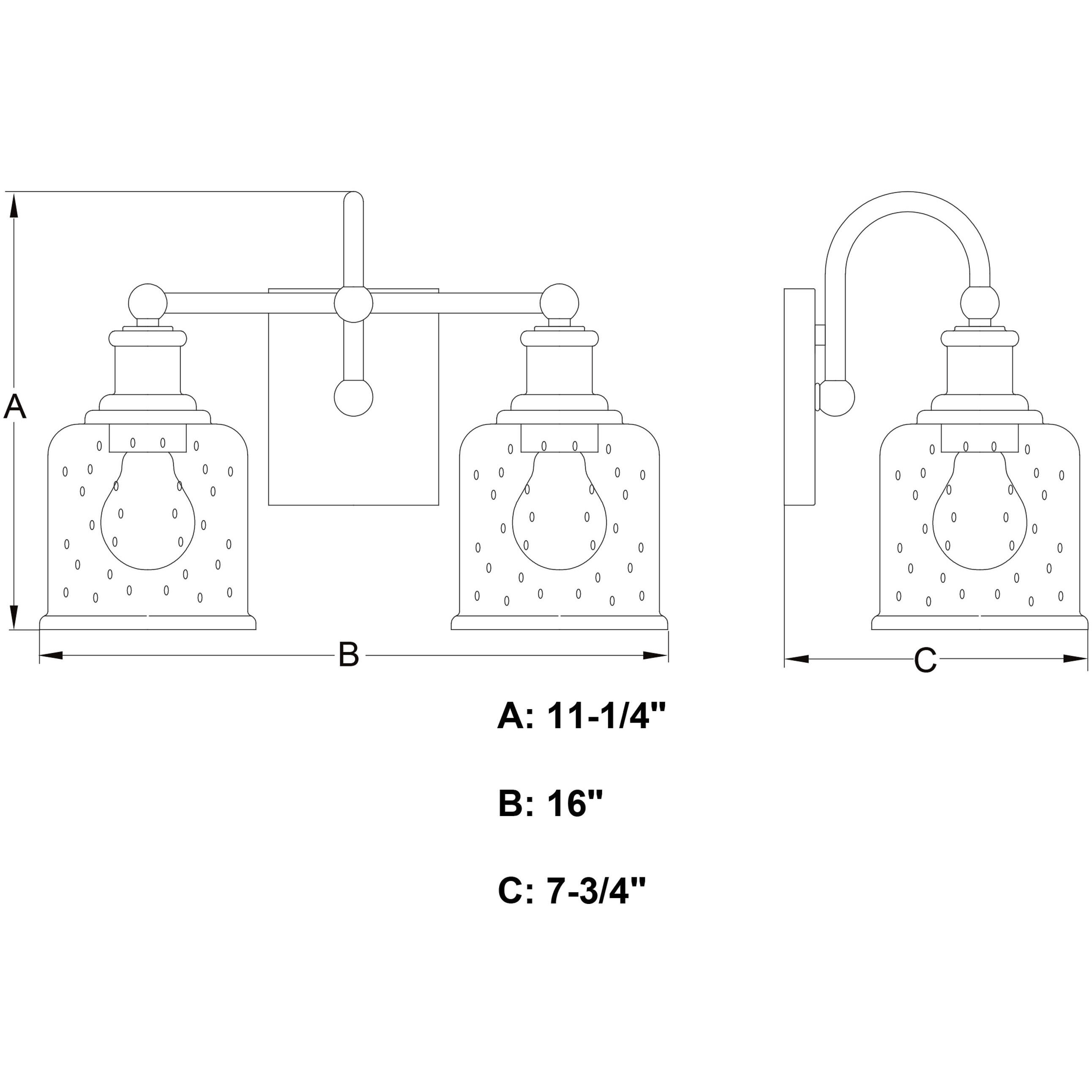 Northbrook 2 Light 16 inch Matte Black Bathroom Light Wall Light