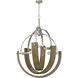 Rauma 6 Light 34 inch Wood/Brushed Steel Chandelier Ceiling Light
