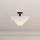 Alora Mood Bridgette 1 Light 16.38 inch Matte Black and Folded White Semi-Flush Mount Ceiling Light in Pleated Linen Shade