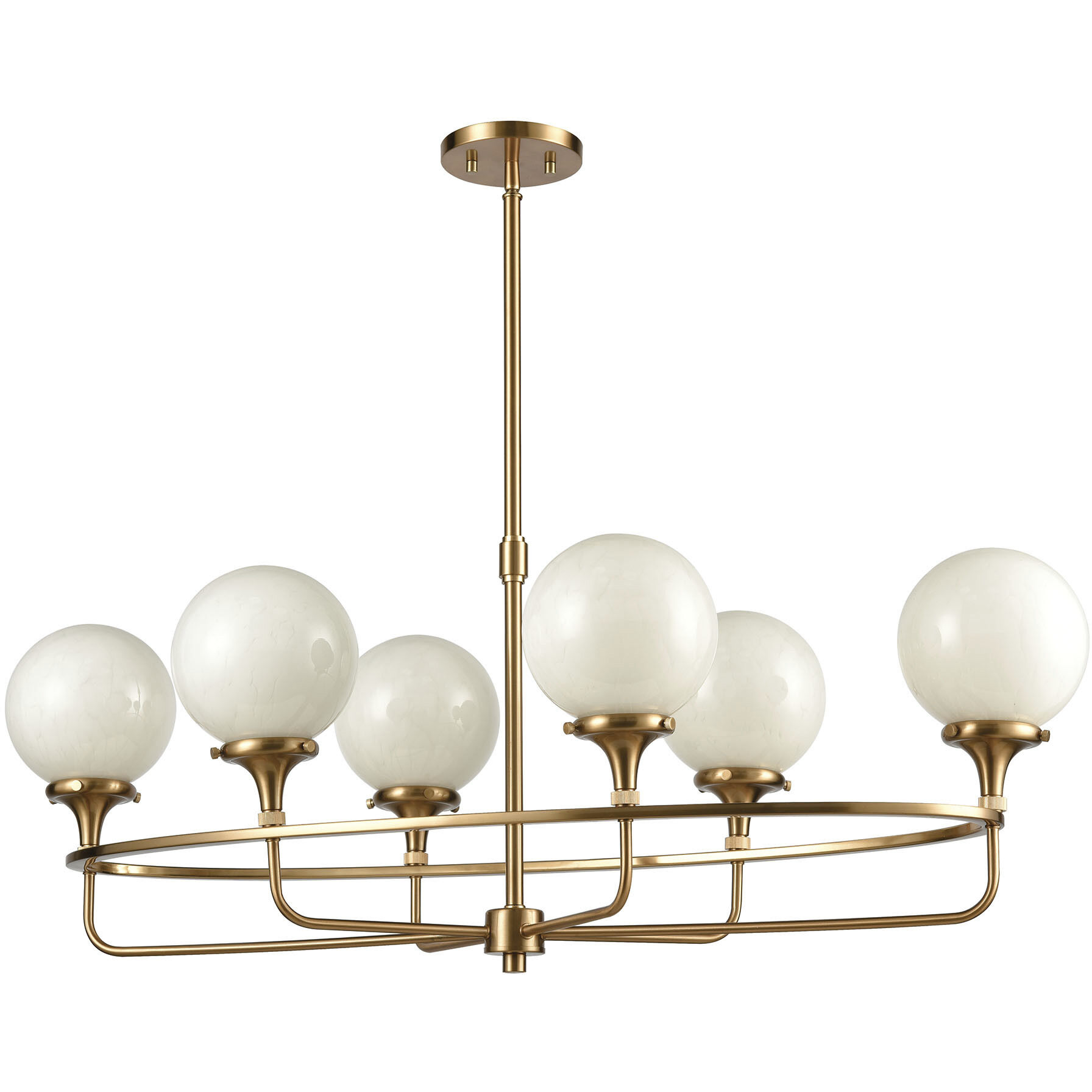 Beverly Hills 6 Light 38 inch Satin Brass Linear Chandelier Ceiling Light