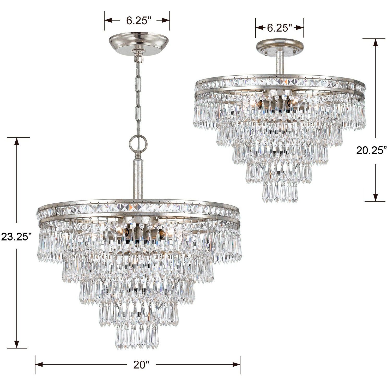 Mercer 7 Light 20 inch Olde Silver Chandelier Ceiling Light
