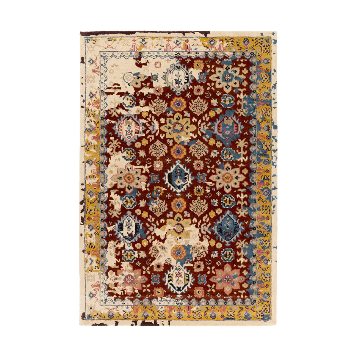 Castello 156 X 108 inch Blue and Blue Area Rug, Wool