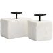 Pedra White and Blackened Iron Bookends, Set of 2