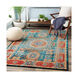 Amsterdam 120 X 96 inch Blue/Mustard/Red/Black/Medium Gray Handmade Rug in 8 x 10, Polyester and Cotton
