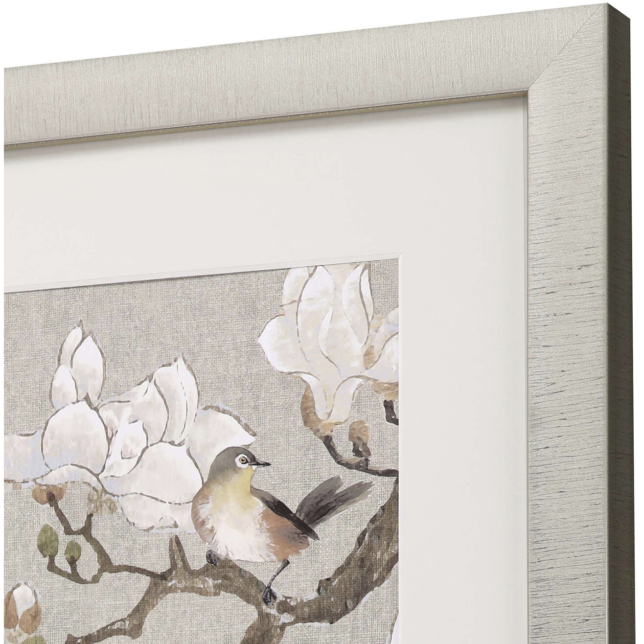 Magnolia Bloom Magnolia Blossom White and Beige and Brown and Neutral Framed Art