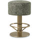Carleton 26.77 inch Brushed Brass and Camari Green and Swivel Base Bar Stool