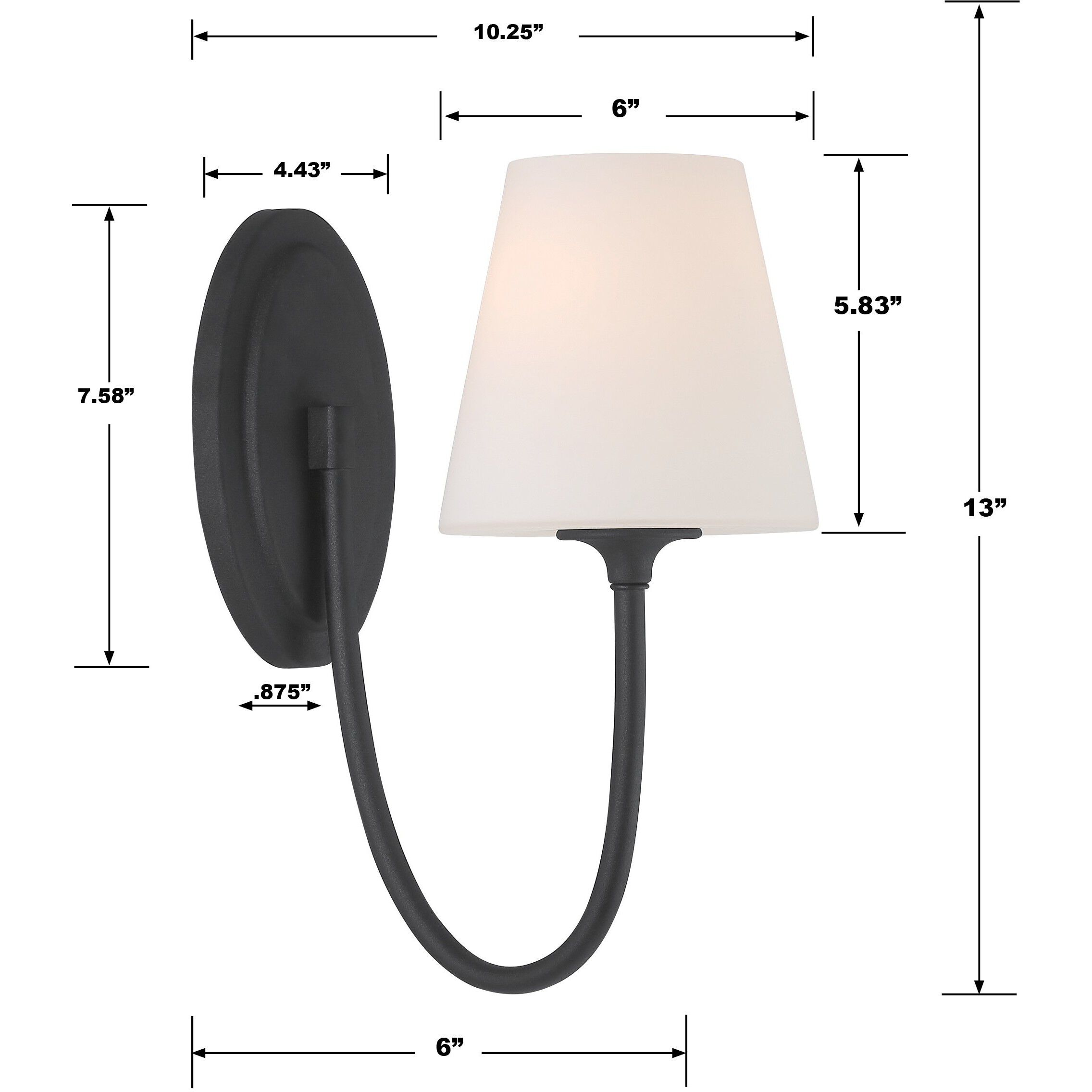 Juno Bath Sconce Wall Light in Black Forged