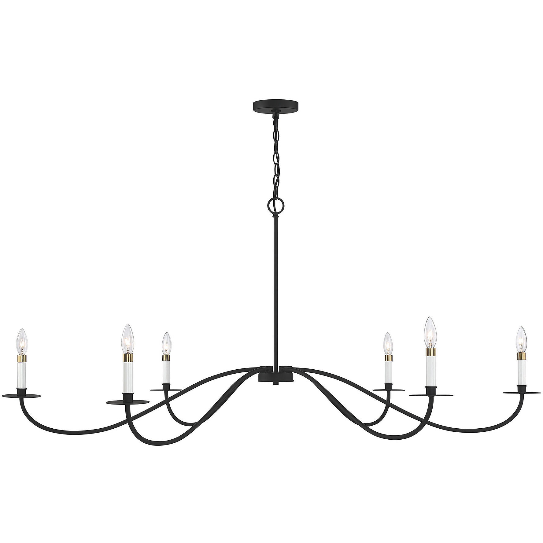 Scandinavian 6 Light 60 inch Matte Black Chandelier Ceiling Light