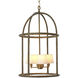 Montrost 4 Light 28.87 inch Vintage Brass and White Shades Pendant Ceiling Light