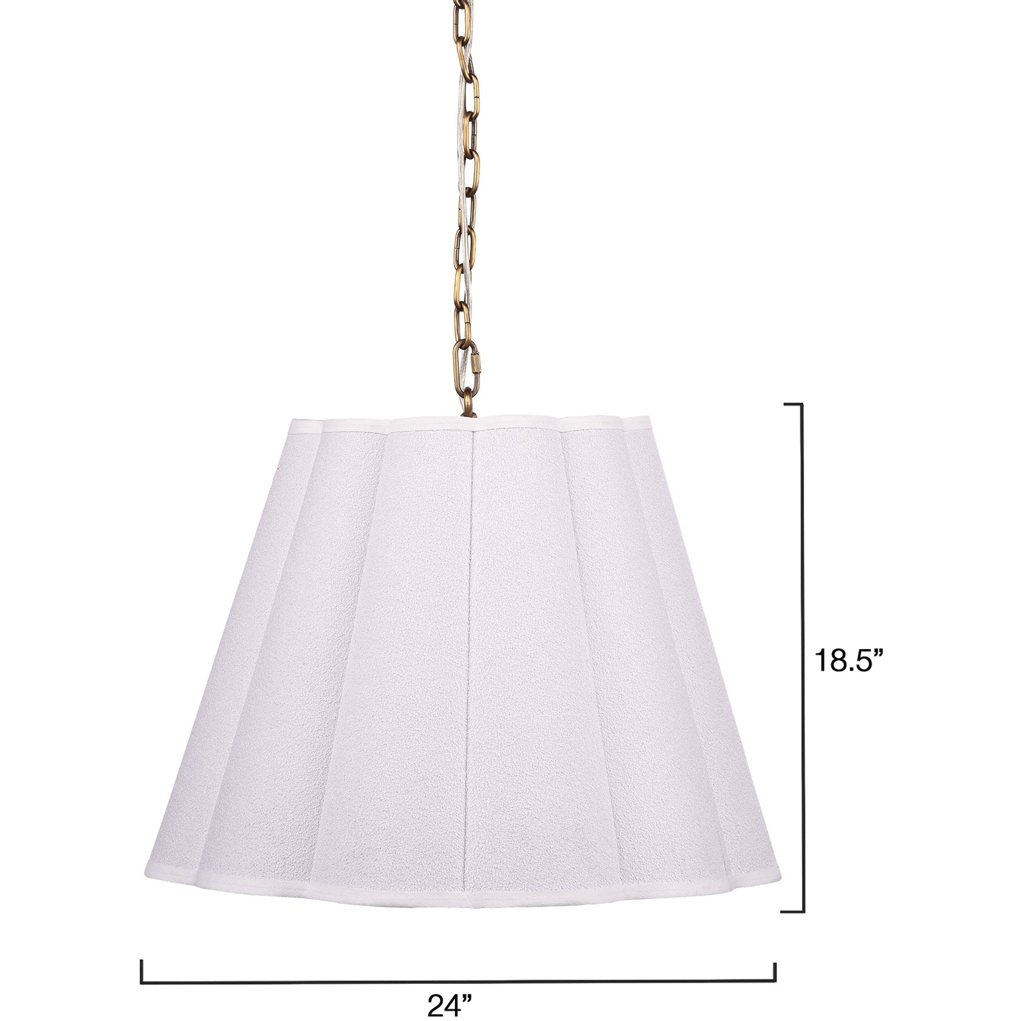 Scalloped 1 Light 24 inch Antique Brass Pendant Ceiling Light in White Boucle