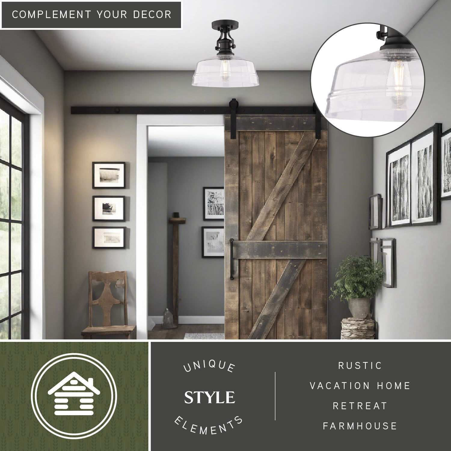 Beloit 1 Light 12 inch Matte Black Semi-Flush Mount Ceiling Light