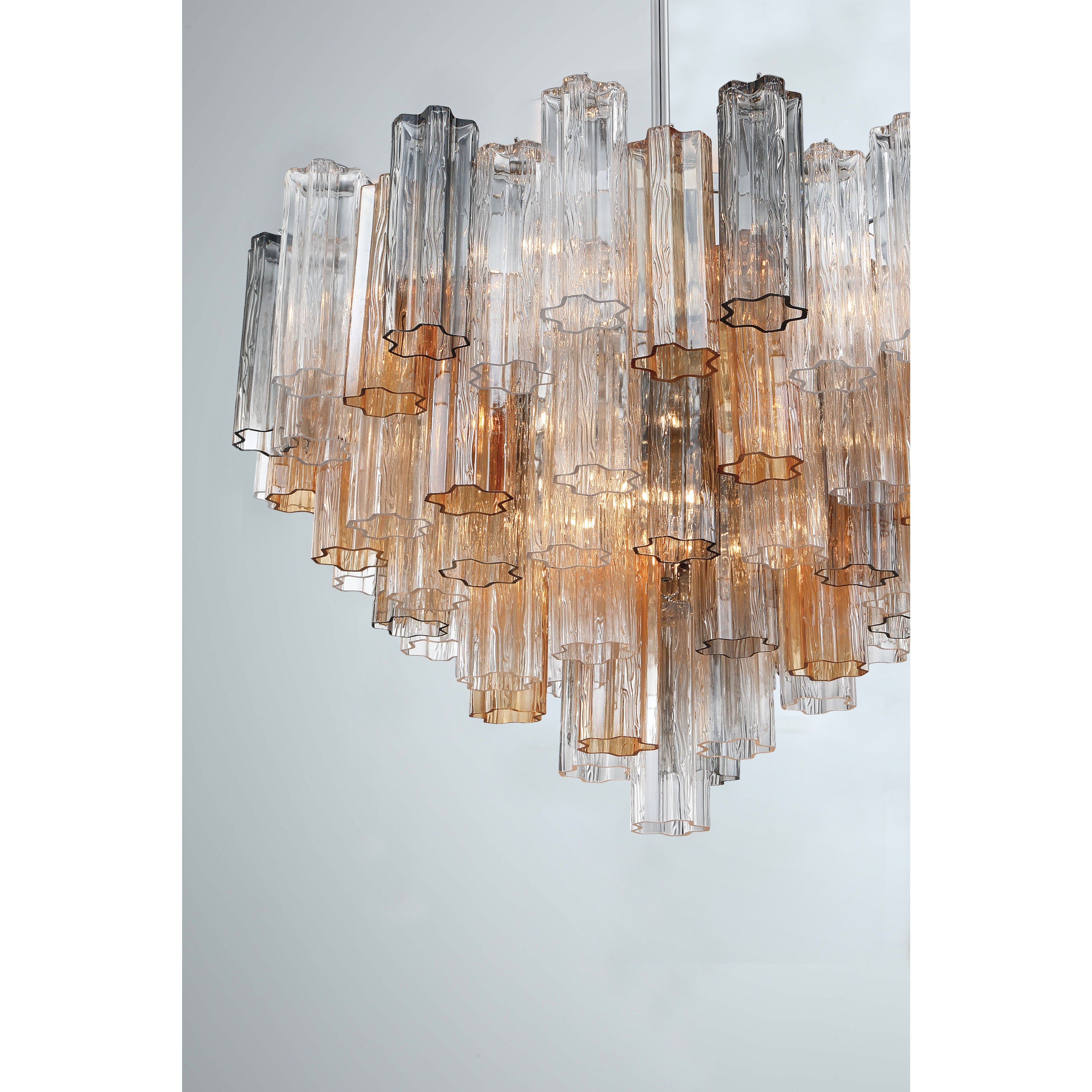Addis 16 Light 32 inch Polished Chrome Chandelier Ceiling Light in Tronchi Glass Autumn