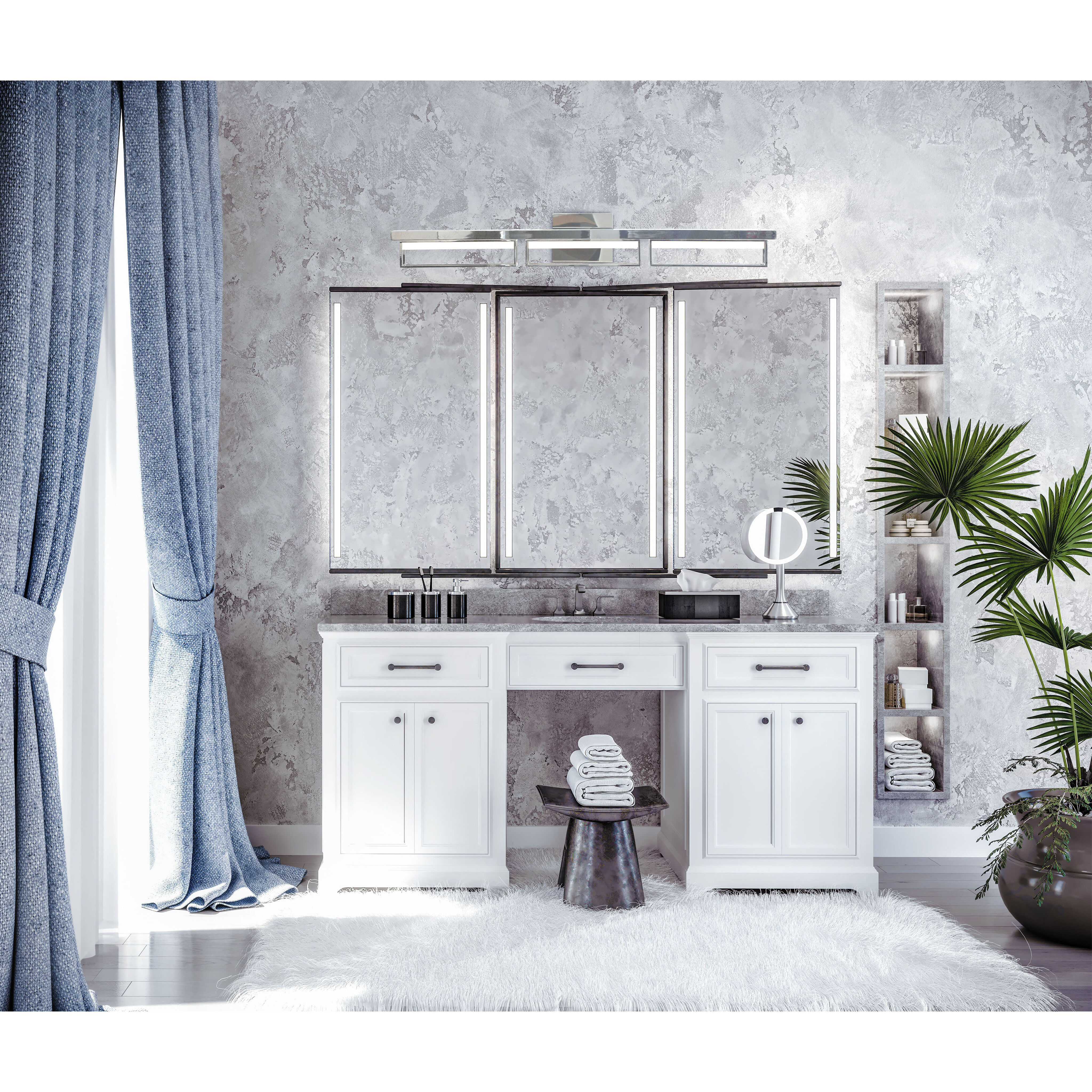 Pane LED 39 inch Chrome Bath Vanity Light Wall Light