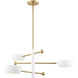 Contemporary 3 Light 33.75 inch White with Natural Brass Chandelier Ceiling Light