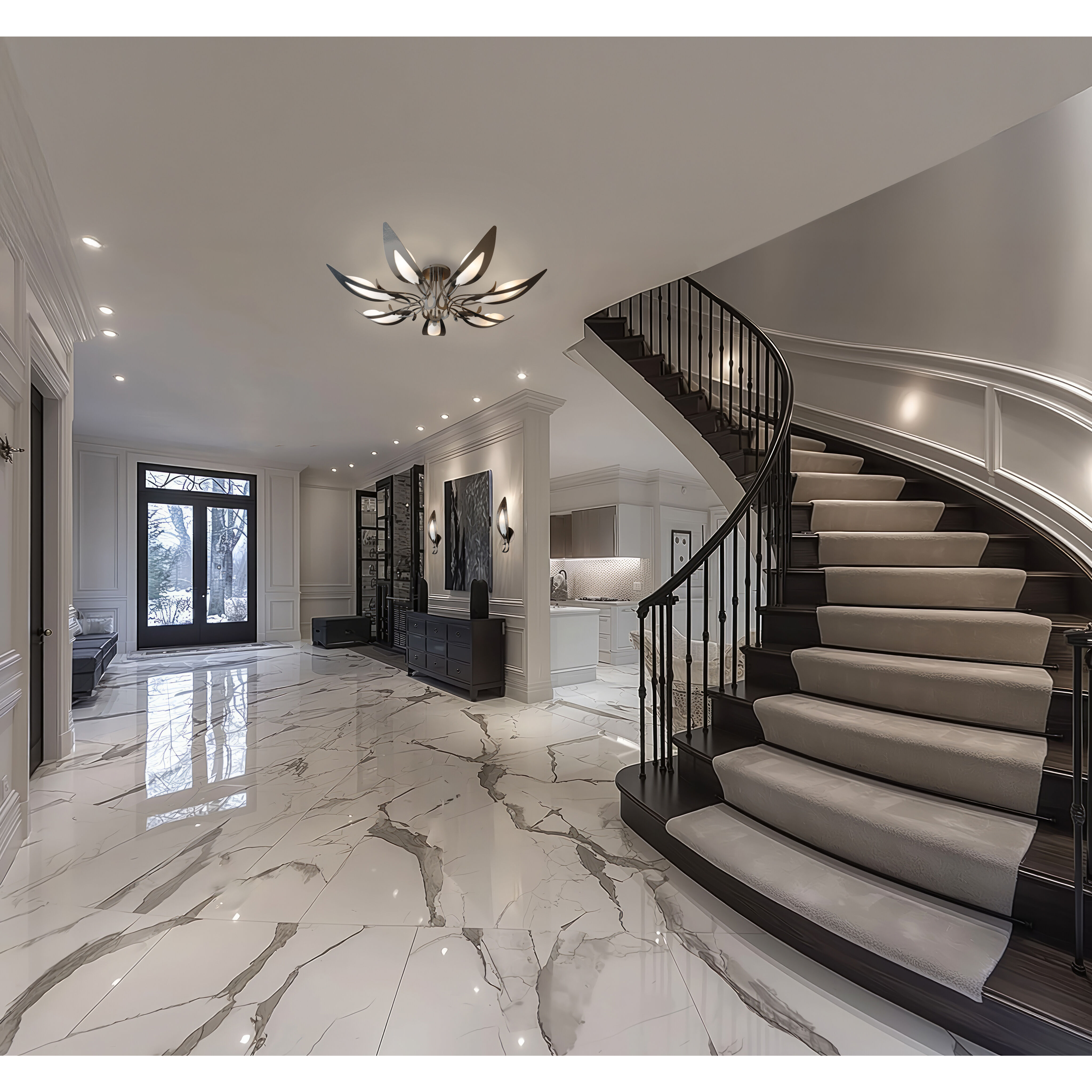 Parasol 7 Light 38.3 inch Sterling Semi-Flush Ceiling Light