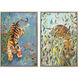 Tiger/Leopard Orange and Blue and Green and Multi Framed Art