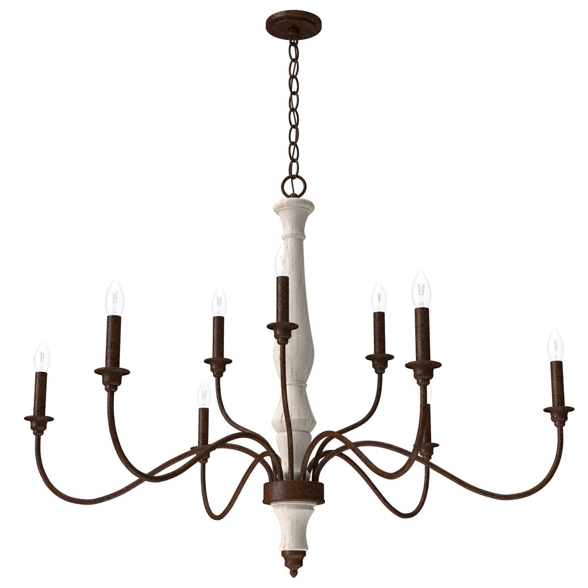 Teren 9 Light 40 inch Distressed White Chandelier Ceiling Light