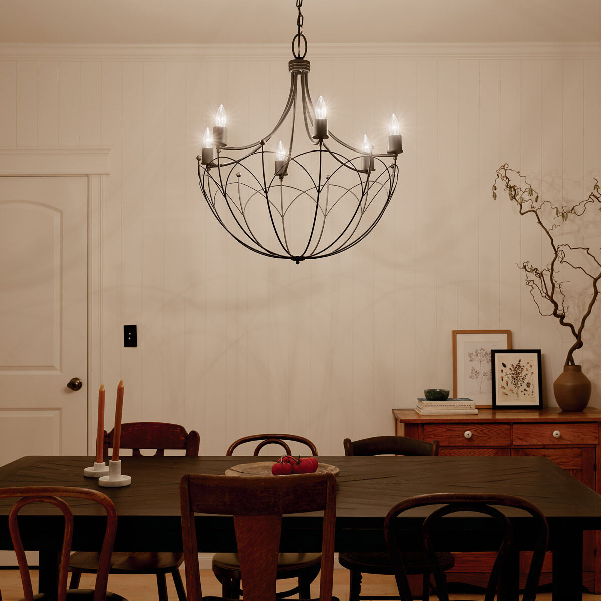 Homestead Topiary 6 Light 28 inch Textured Black Chandelier Ceiling Light, Topiary