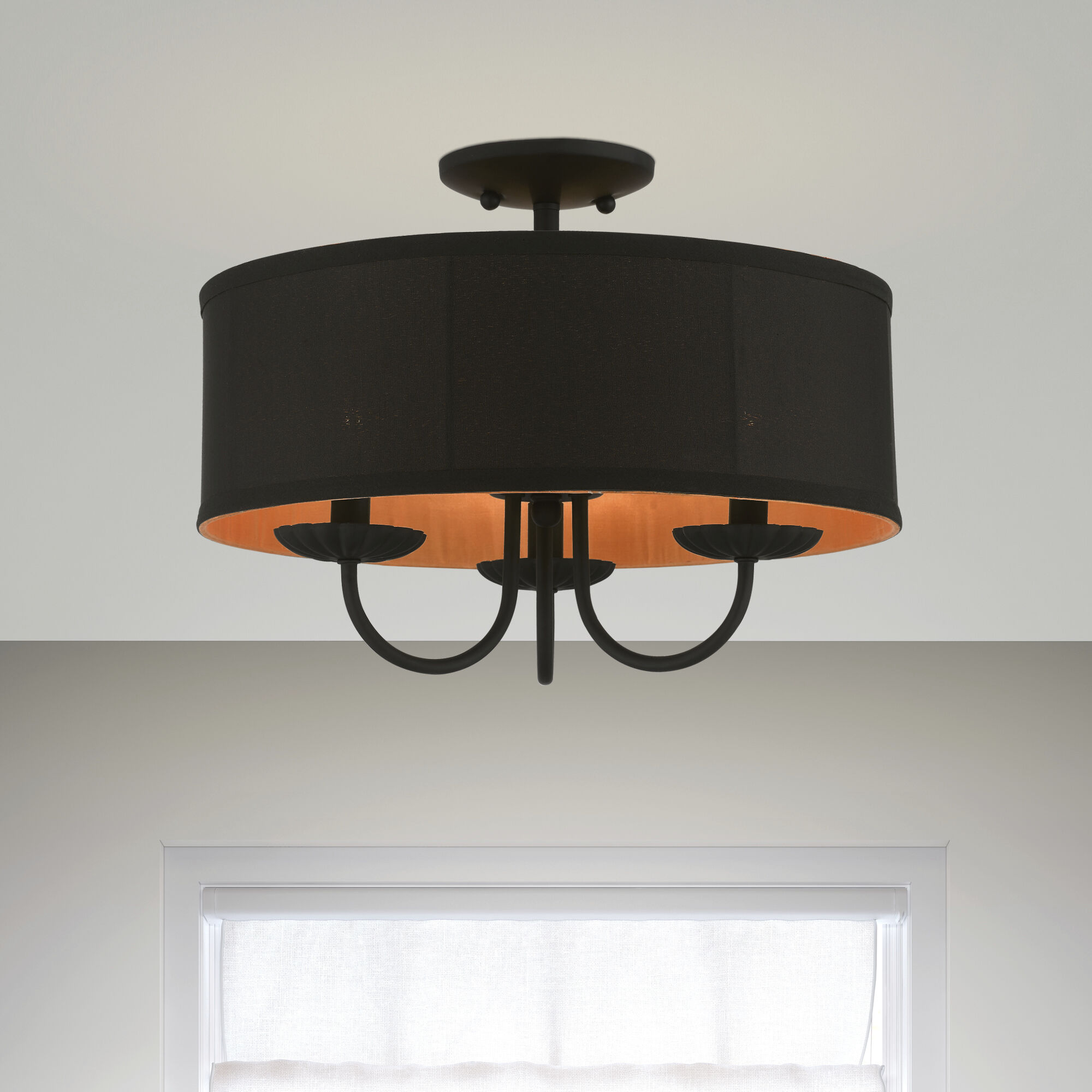Winchester 3 Light 16 inch Black Semi-Flush Mount Ceiling Light