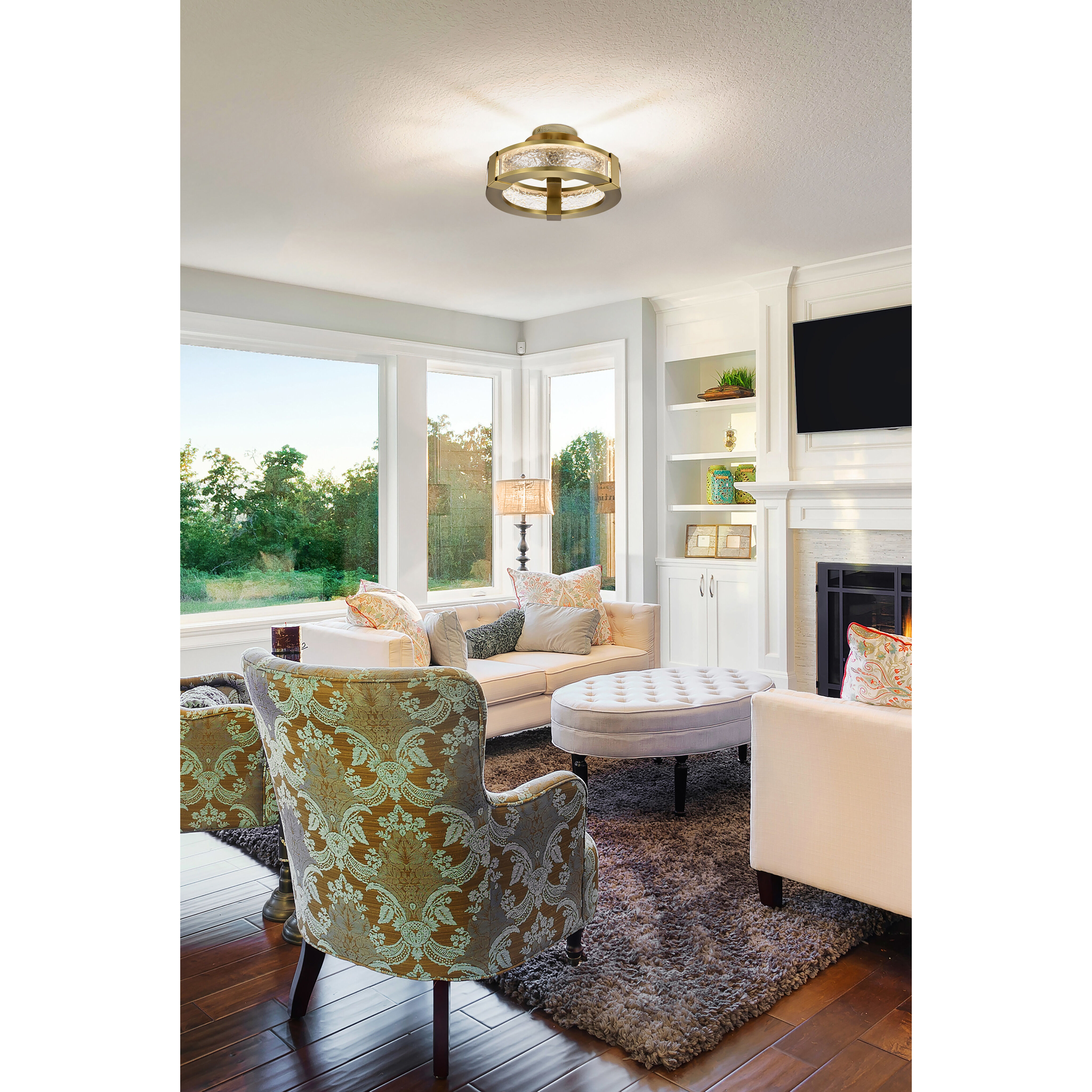 Darrow LED 13.75 inch Vintage Brass Semi Flush Mount Ceiling Light