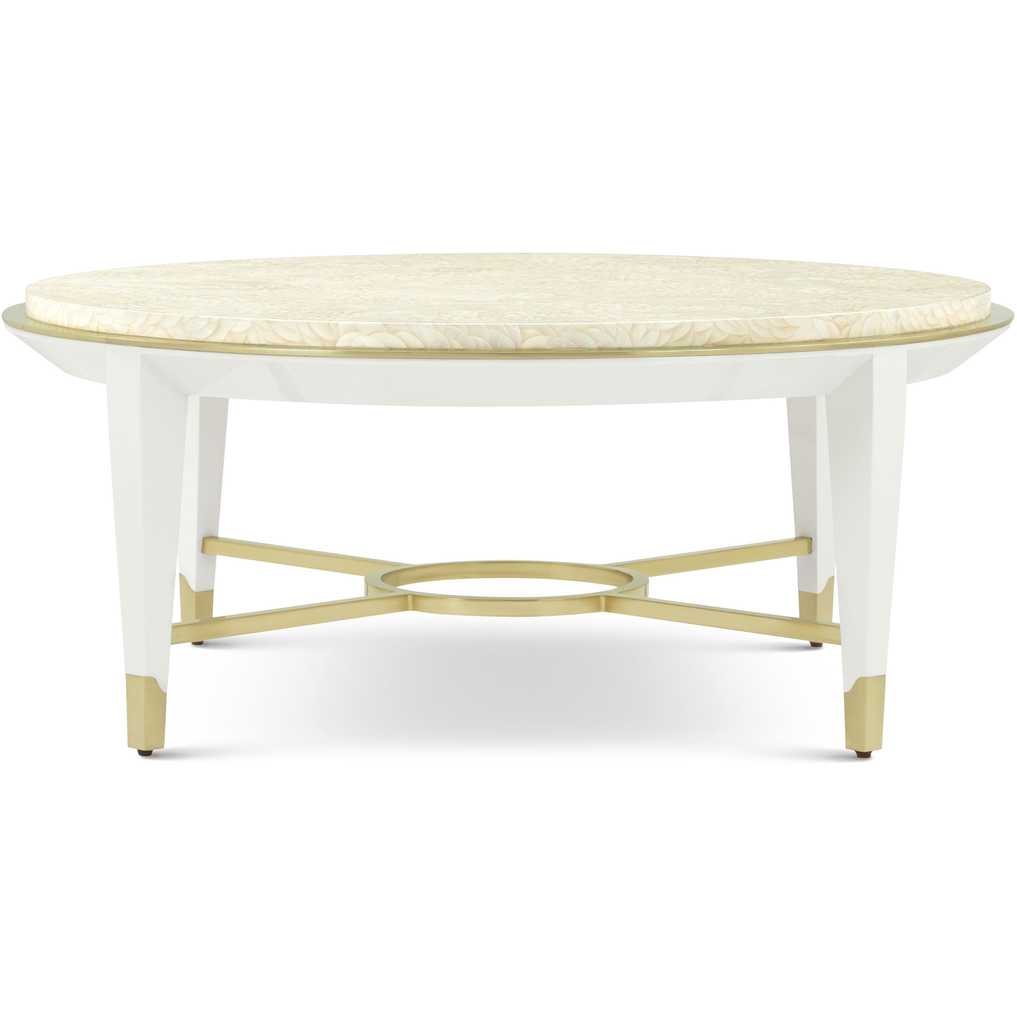 Judith Leiber Couture 42 X 42 inch Feather / Solstice / Polished Brass Cocktail Table, Wooden