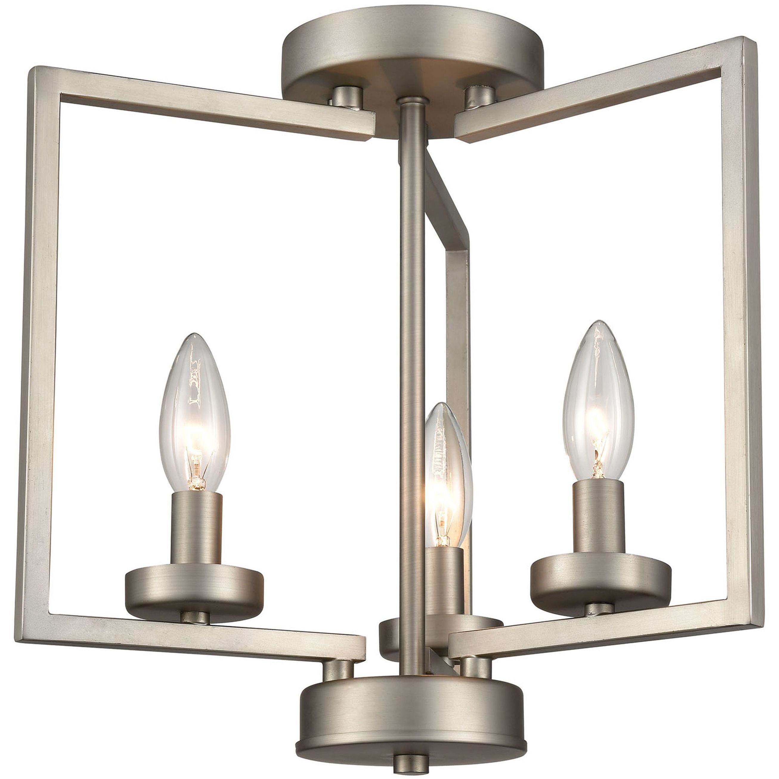 West End 3 Light 14.5 inch Brushed Nickel Semi Flush Mount Ceiling Light