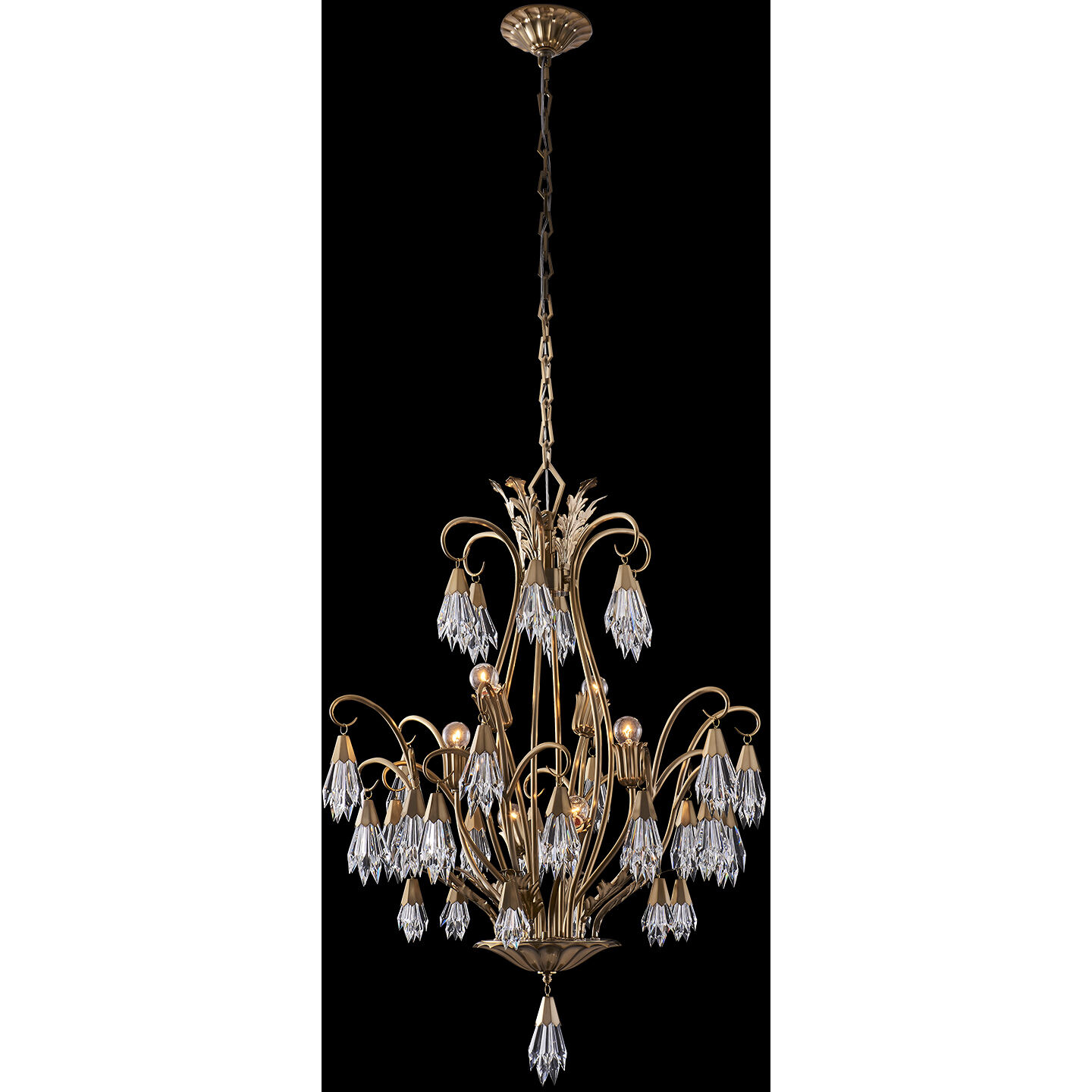 Tulipani 6 Light 28 inch Winter Brass Chandelier Ceiling Light