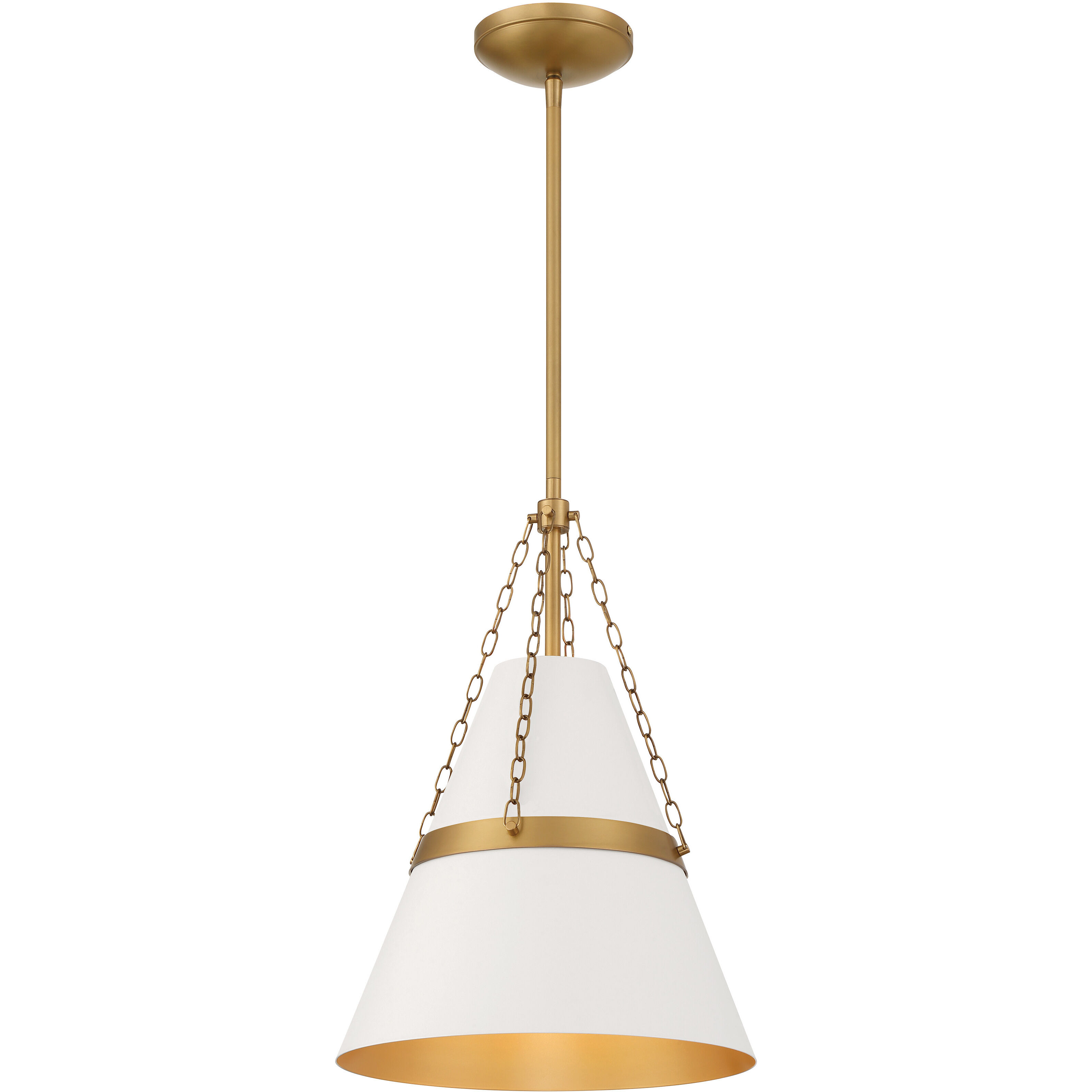 Springfield 1 Light 12 inch Legacy Brass and Off White Cream Pendant Ceiling Light