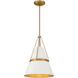 Springfield 1 Light 12 inch Legacy Brass and Off White Cream Pendant Ceiling Light