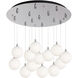 Bolla Multi Pendant Ceiling Light in Chrome, Opal Glass