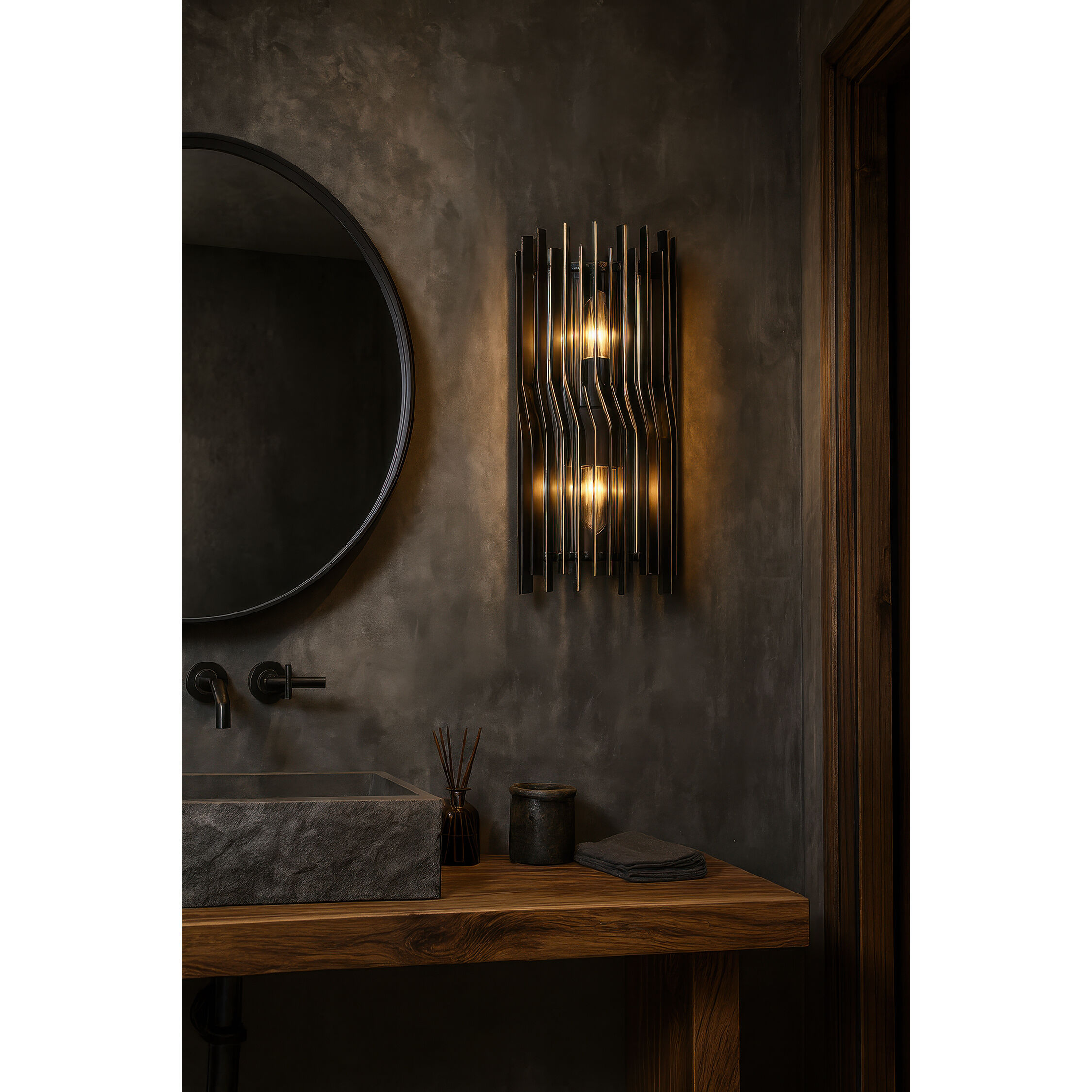 Park Row 2 Light 8 inch Matte Black and French Gold Wall Sconce Wall Light, Smithsonian Collaboration