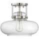 Traditional 1 Light 12 inch Polished Nickel Semi-Flush Ceiling Light