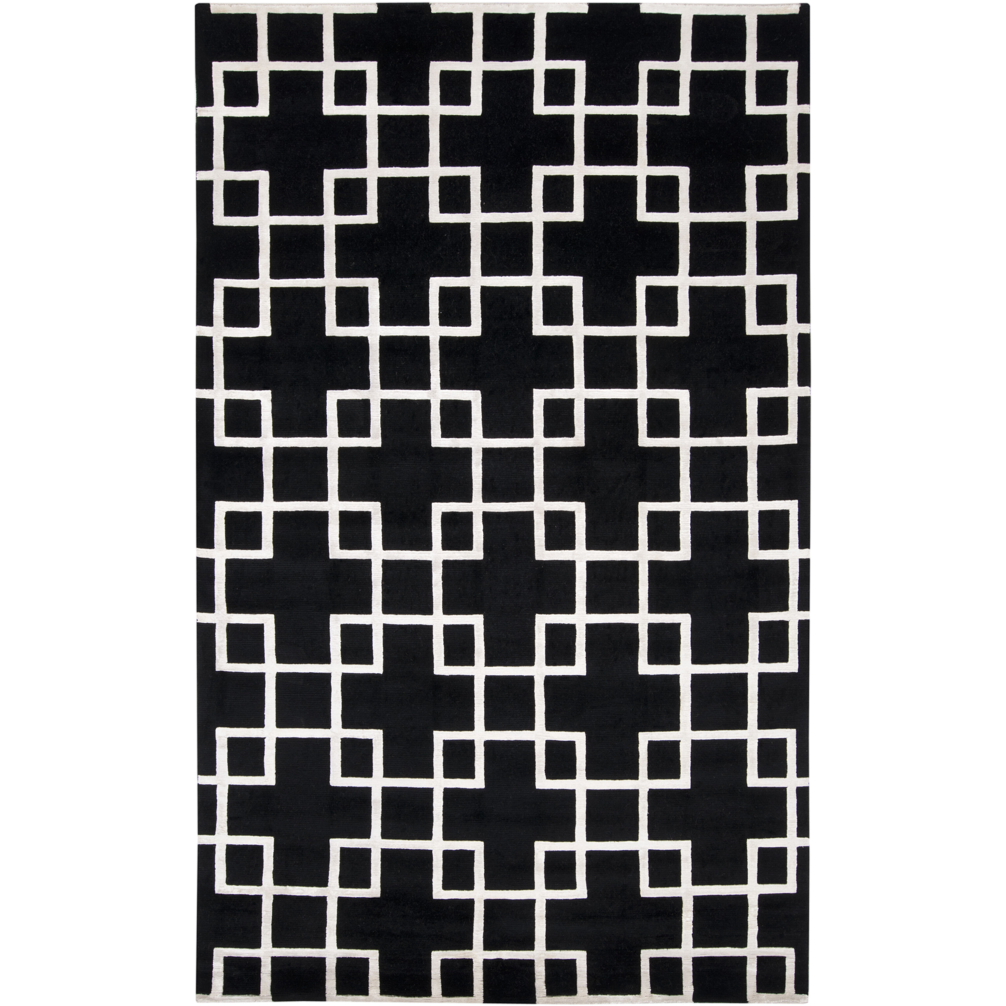 Mugal 96 X 60 inch Black, White Rug