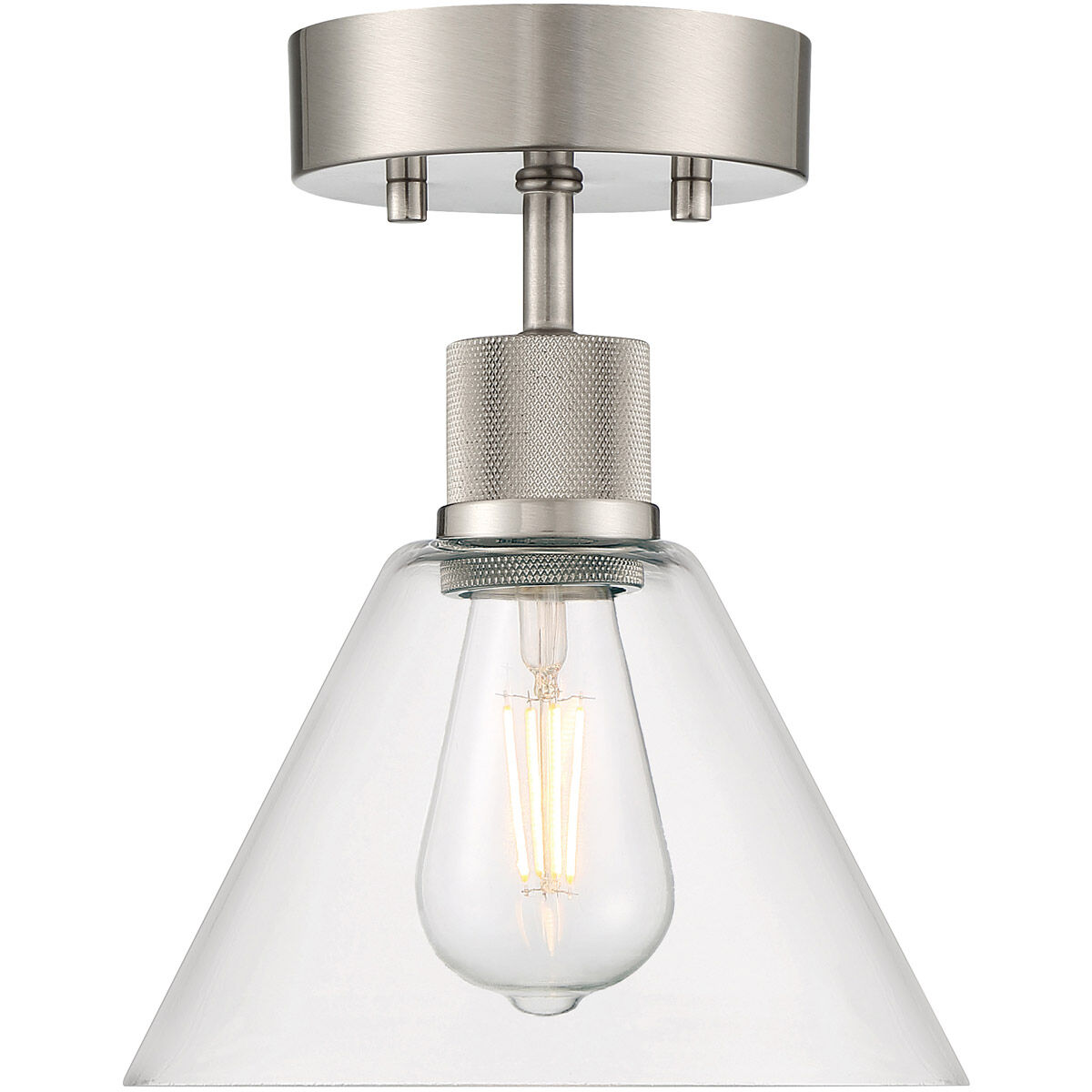 Port Nine LED 8 inch Brushed Steel Semi-Flush Ceiling Light