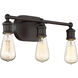 Industrial 3 Light 18.5 inch Oil Rubbed Bronze Bathroom Vanity Light Wall Light