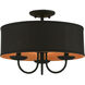 Winchester 3 Light 16 inch Black Semi-Flush Mount Ceiling Light