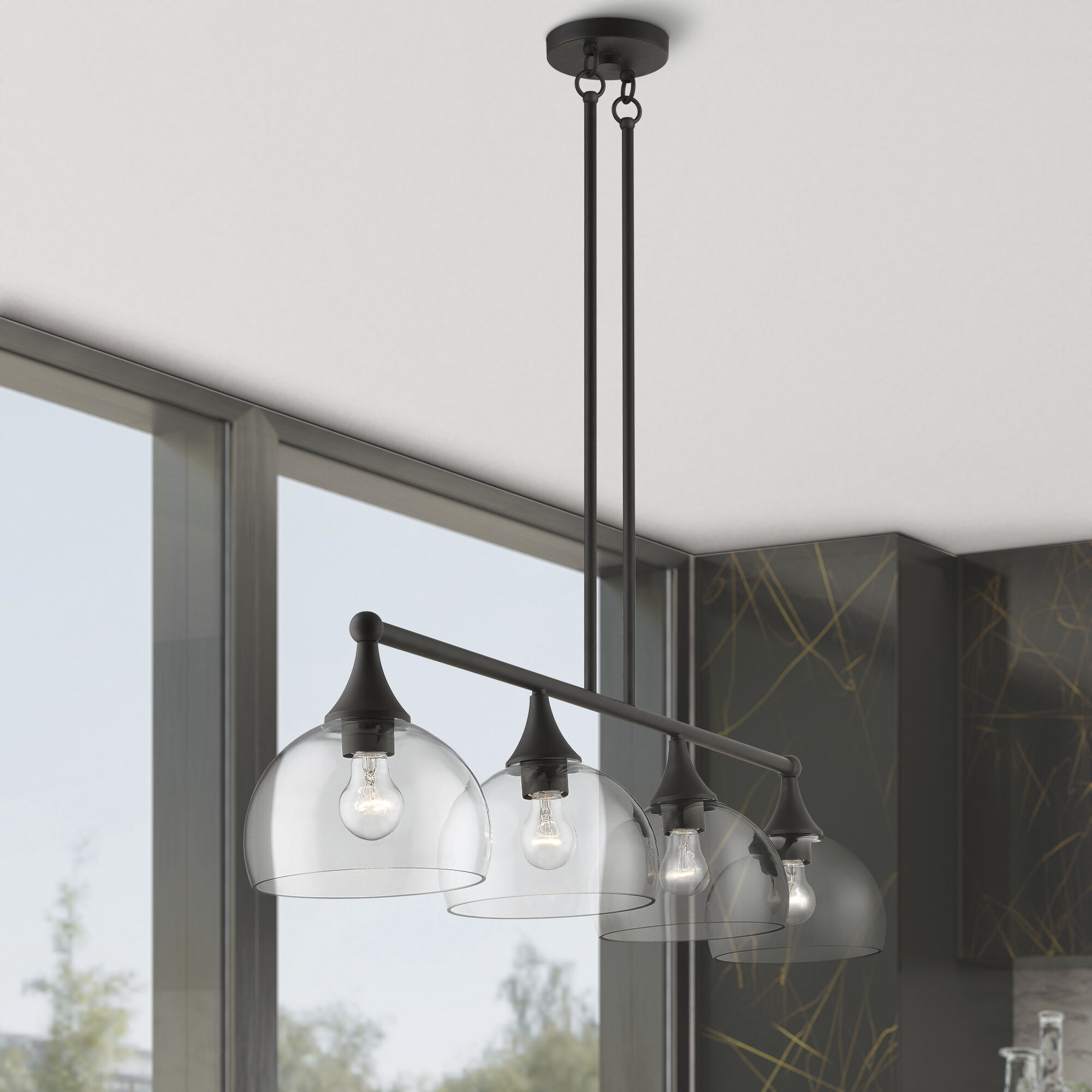 Glendon 4 Light 8.25 inch Bronze Large Linear Chandelier Ceiling Light