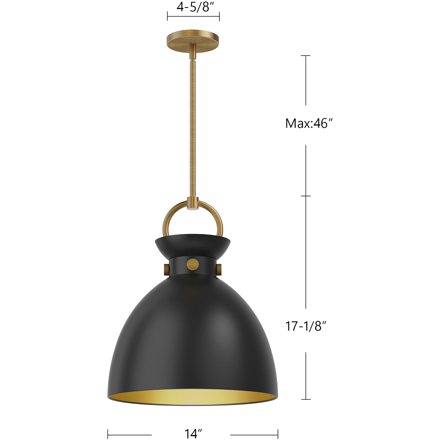 Alora Mood Waldo Pendant Ceiling Light in Matte Black and Aged Gold