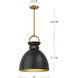 Alora Mood Waldo Pendant Ceiling Light in Matte Black and Aged Gold