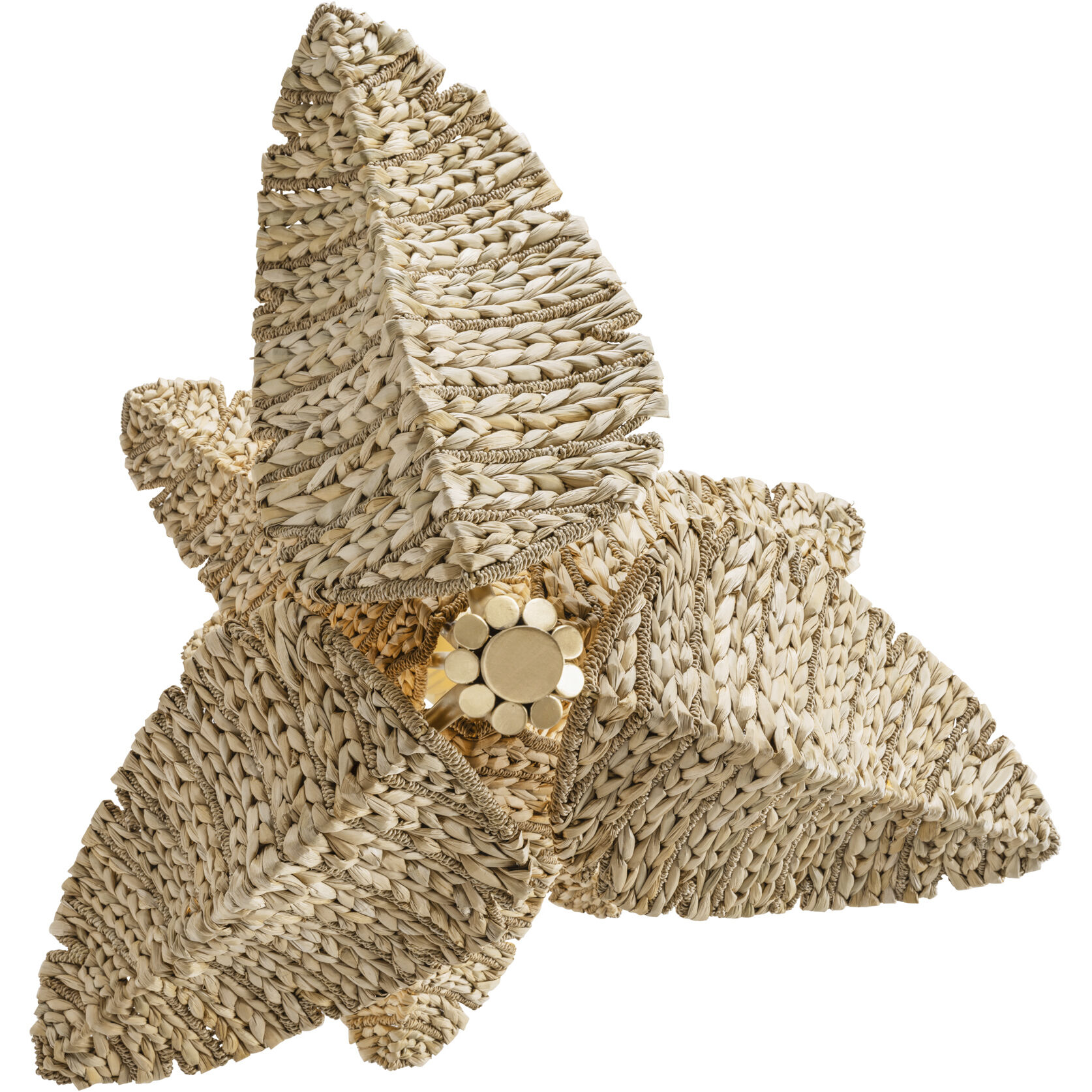 Banana Leaf 9 Light 36.75 inch French Gold with Natural Seagrass Chandelier Ceiling Light