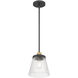 Lustria 1 Light 8 inch Matte Black and Vintage Brass Mini Pendant Ceiling Light