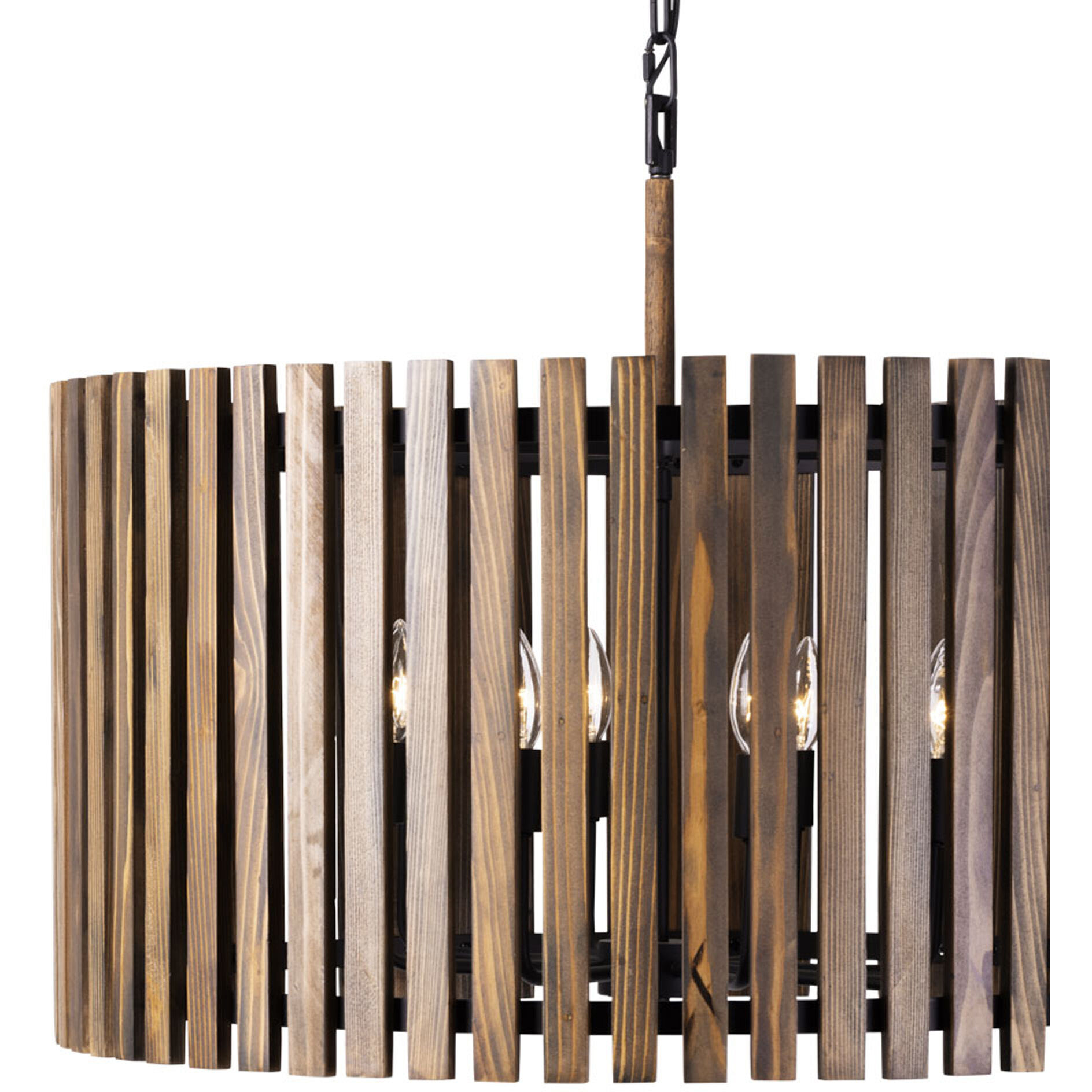 Suratto 6 Light 24 inch Matte Black and Medium Walnut Pendant Ceiling Light
