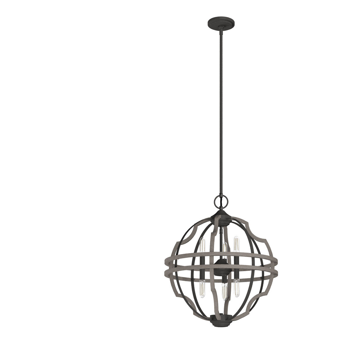 Stone Creek 6 Light 19.25 inch Noble Bronze and White Washed Oak Pendant Ceiling Light