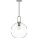 Alora Mood Soji 1 Light 9.88 inch Brushed Nickel Pendant Ceiling Light in Clear Glass