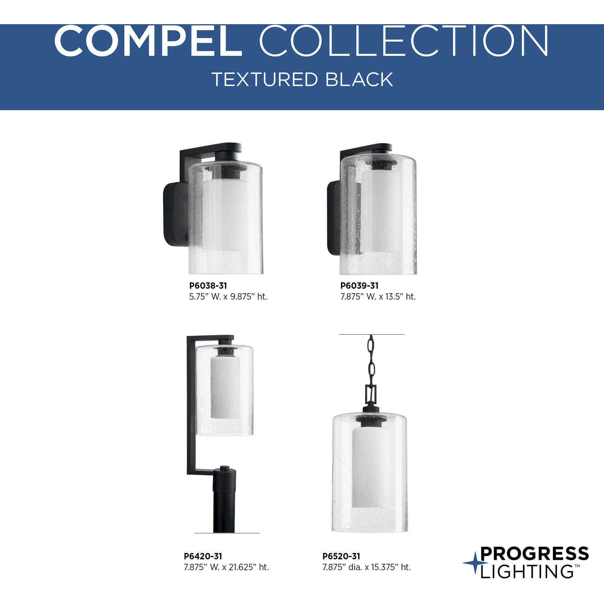 Compel 1 Light 14 inch Textured Black Outdoor Wall Lantern, Medium