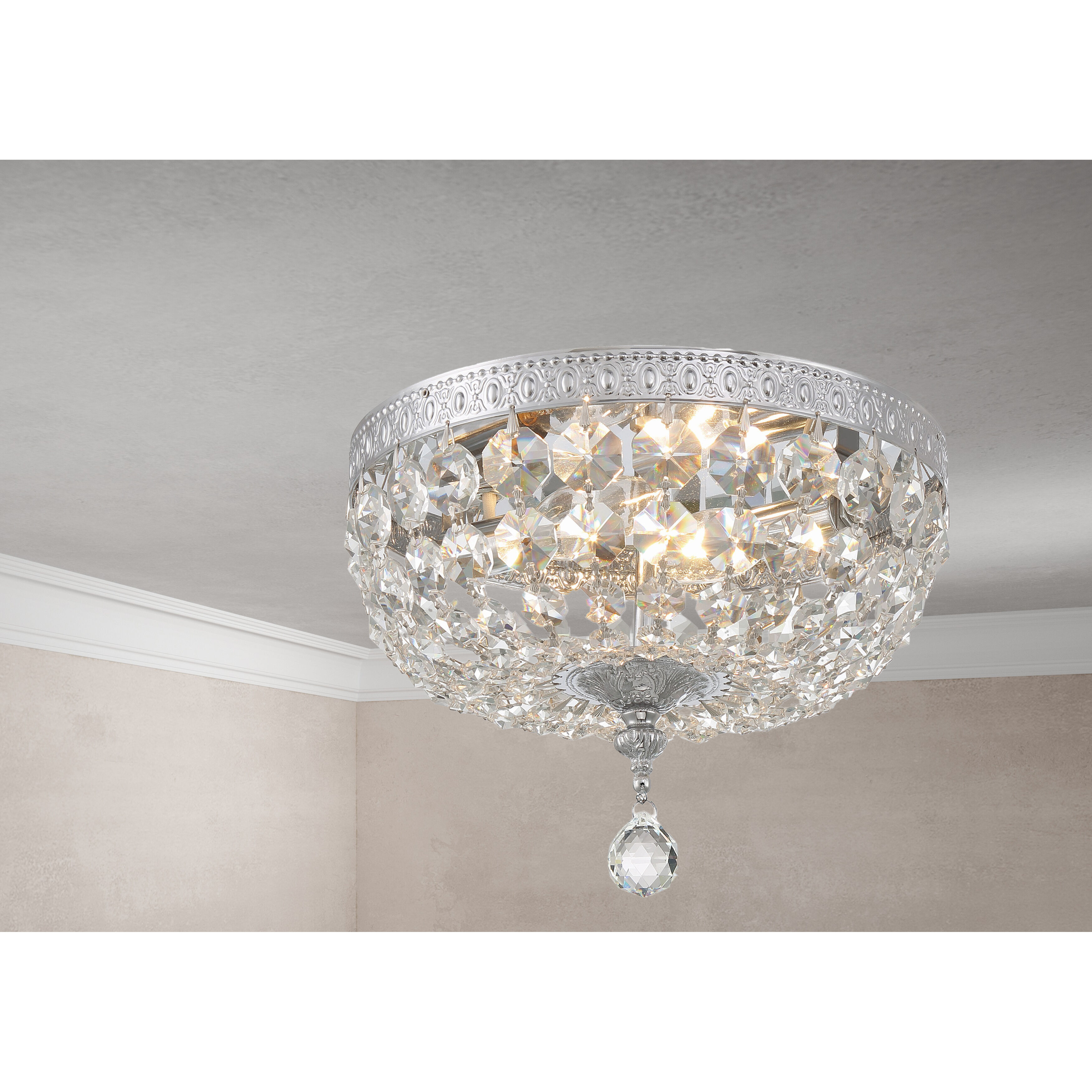 Everett 2 Light 10 inch Chrome Flush Ceiling Light