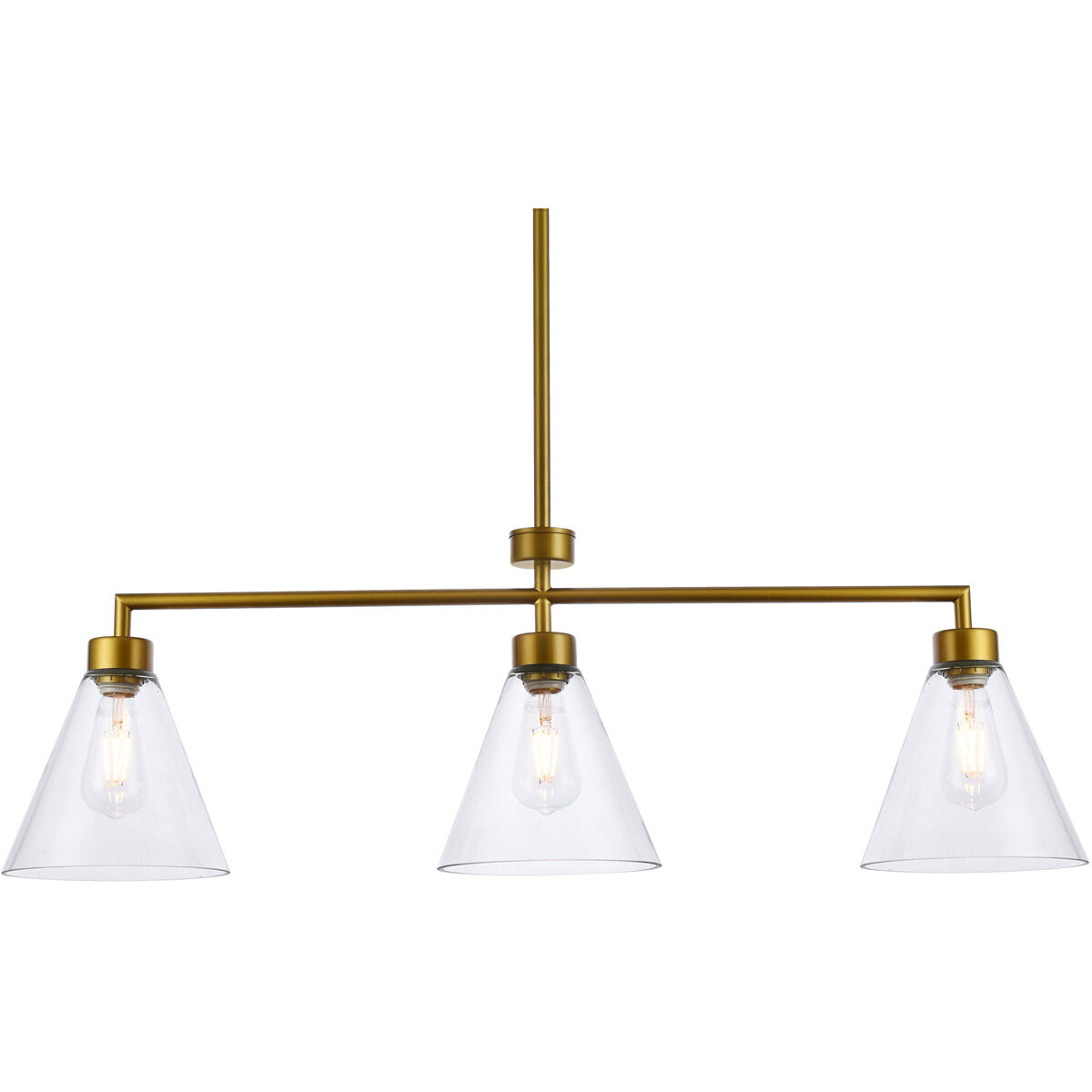 Mera 3 Light 38 inch Brass Linear Pendant Ceiling Light