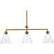 Mera 3 Light 38 inch Brass Linear Pendant Ceiling Light