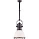 Chapman & Myers Country Industrial 1 Light 14 inch Bronze Pendant Ceiling Light in White Glass, Small